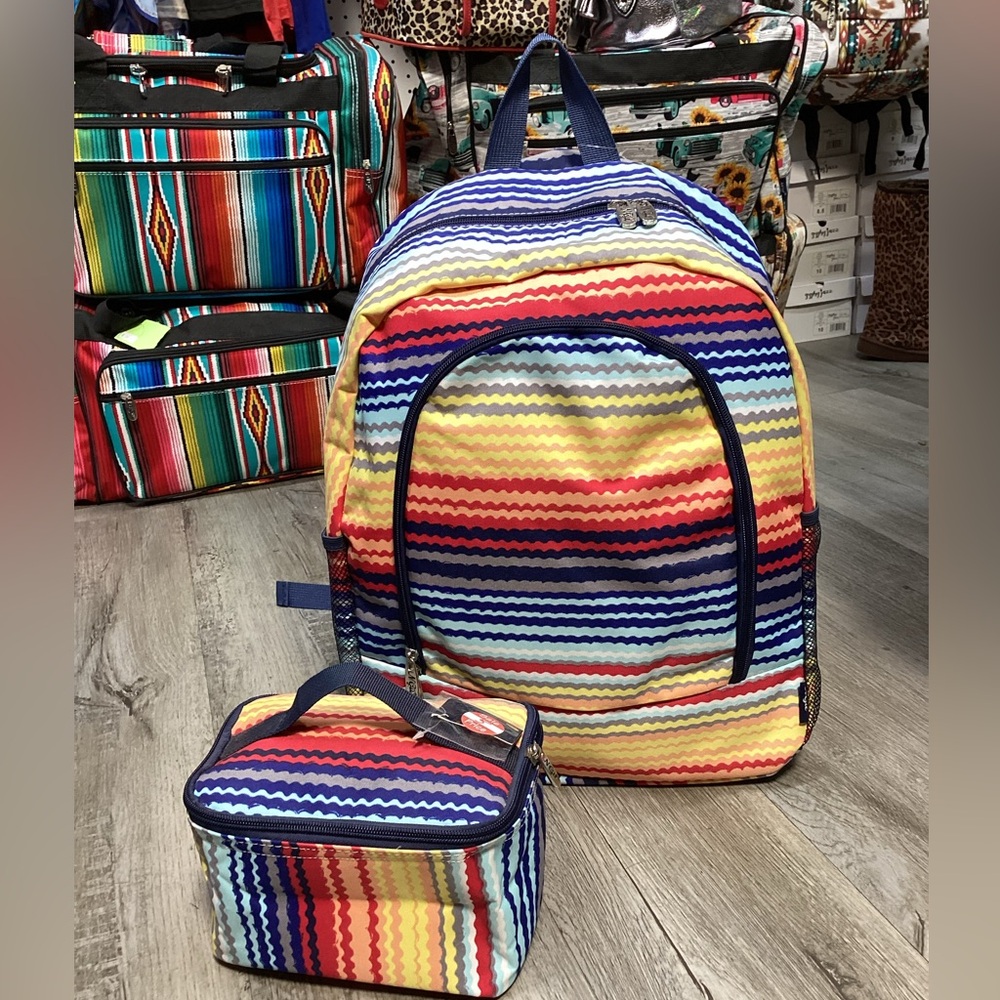 Large Rainbow Backpack & Small Bag Set